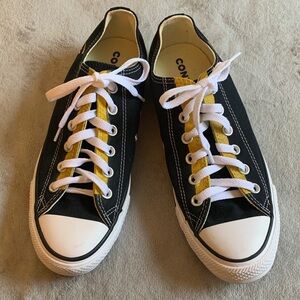 NWOT Converse Black Canvas Sneakers with Yellow Highlights